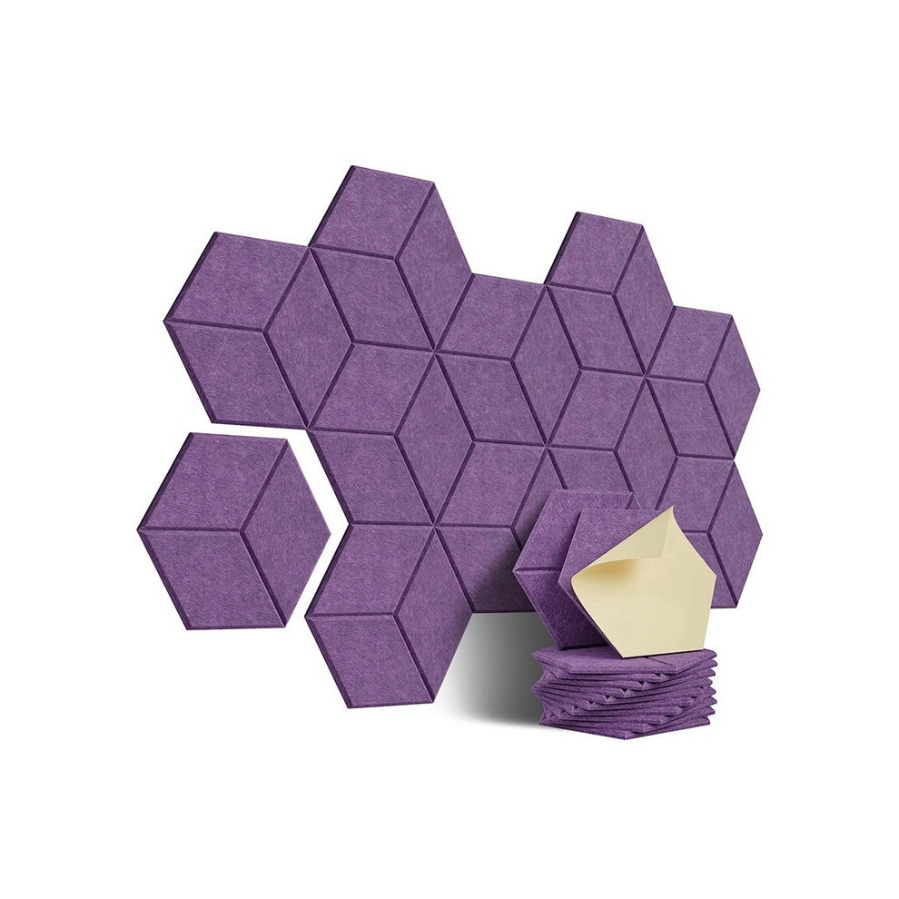 12Pcs Self-Adhesive Acoustic Panel Hexagon Y-Lined Sound Proof Noise Insulation High Density Fireproof Wall Panels 4851815561745