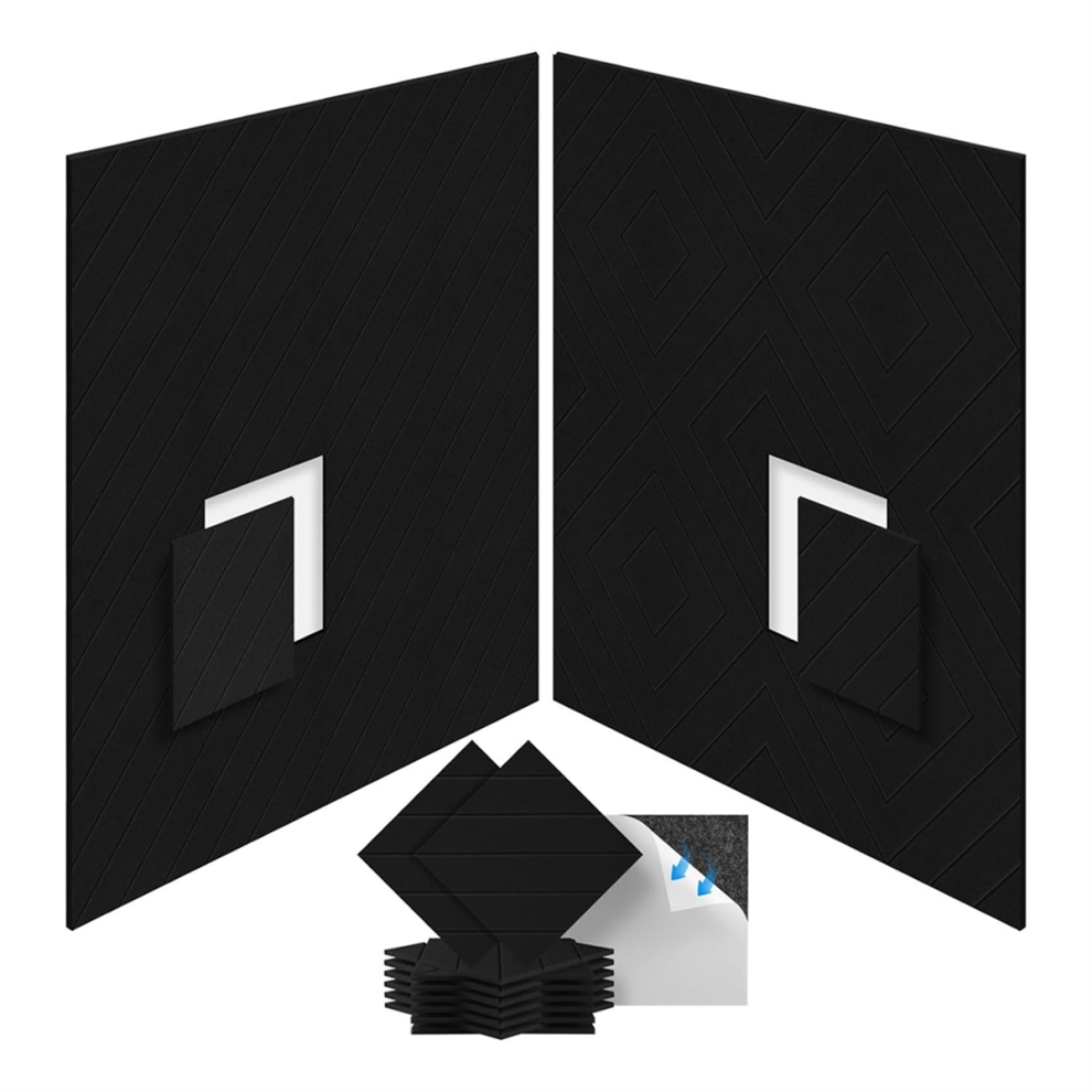 12 Pack Soundproof Foam Panels 12X12x0.4 Inch, Self Adhesive Acoustic For Treatment Black 4851815581330