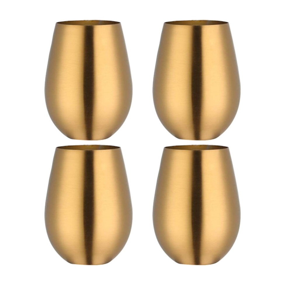 17 oz Stainless Steel Stemless Wine Glasses 4-Pack, Gold Outdoor Portable Tumbler for Pool Camping Travel, Dishwasher Safe & Temp Retention