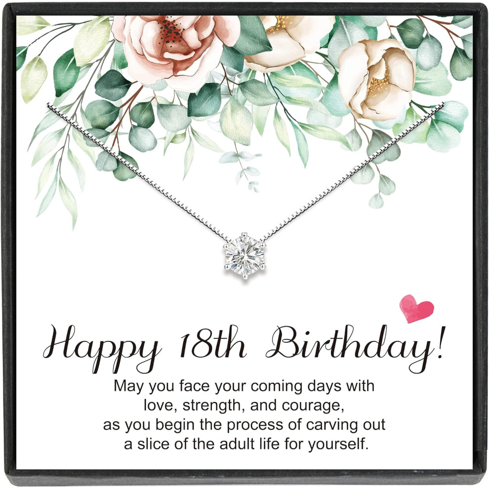 (18th) Sterling Silver Cubic Zirconia Necklace Birthday Gifts for Women (7-80th Birthday Gifts)