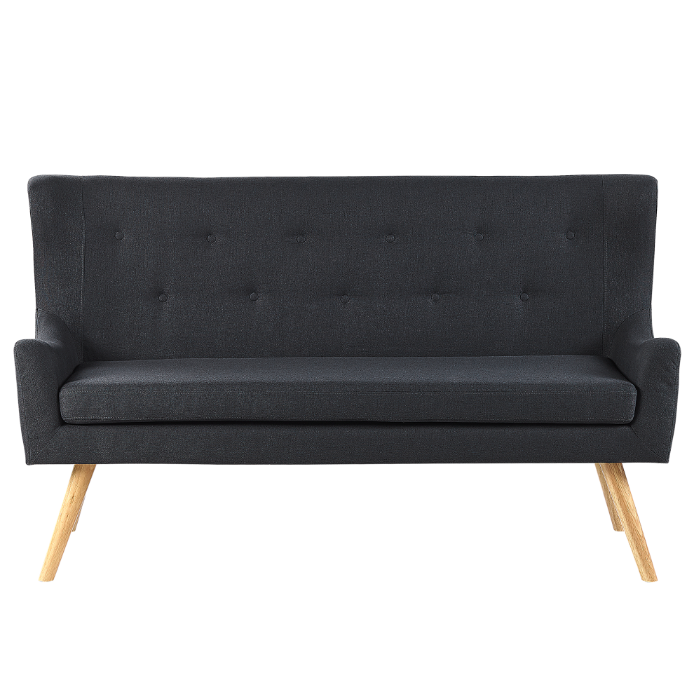 Upholstered Bench SKIBBY Fabric Black 2 Seater