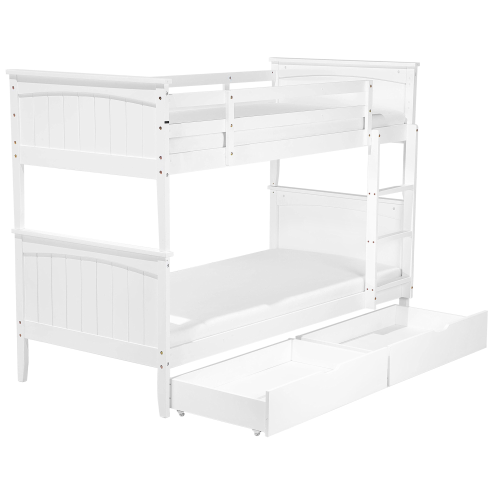 Bunk Bed with Drawers Pine Wood ALBON 90 x 200 cm (EU Single) White