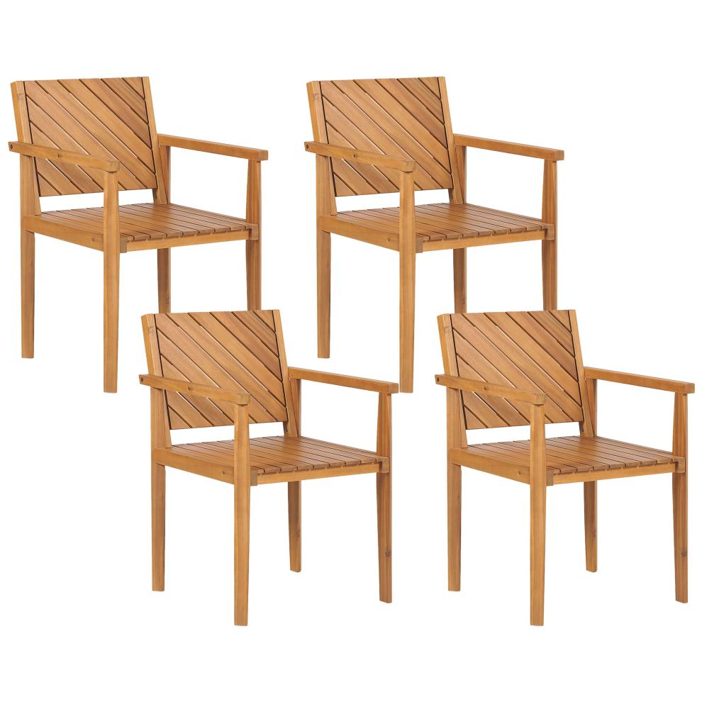 Set of 4 Garden Chairs BARATTI Acacia Wood Brown