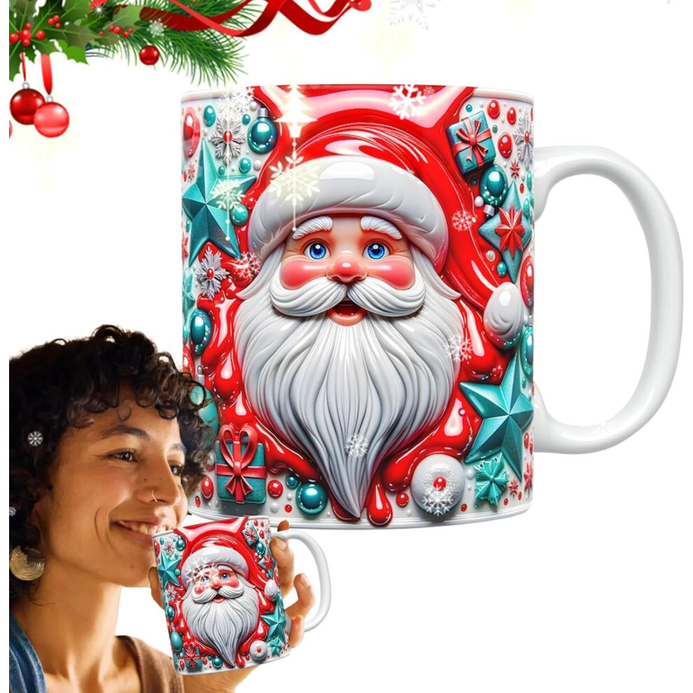 (6) Effect Mugs | 350ml Effect Coffee Mug with Handle | Beverage Container Photobooth Props Santa Claus Drinking Cup for Milk, Juice
