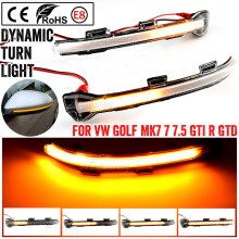 (Kristallweiß) 2 Stück Seitenspiegelanzeige Dynamische Blinker LED-Blinkerleuchte für VW Golf 7 MK7