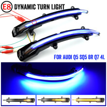 (Blau-Gelb) 2 stücke Fließende Spiegel Dynamische LED Blinker Licht Auto Styling Für Audi Q5 SQ5 8R