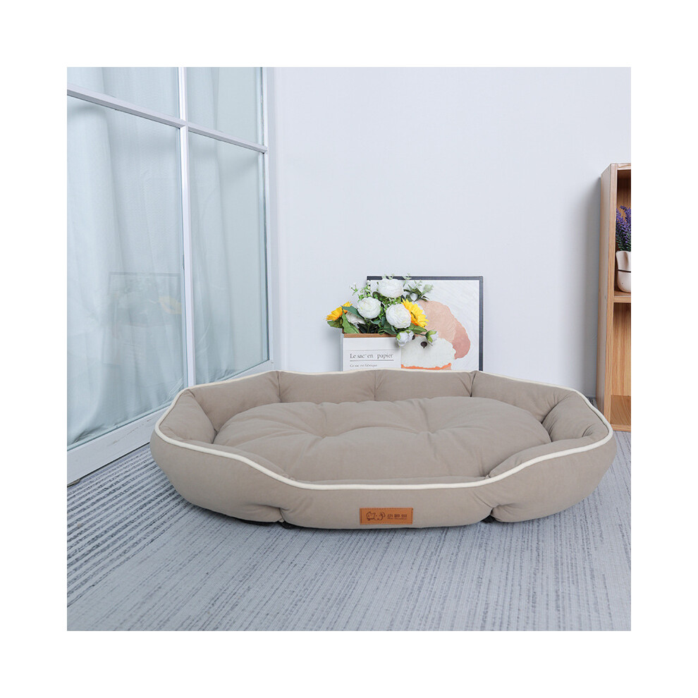 (beige-XL 90X60X16cm) Panier pour chien et chat, canapé-lit carré pour chien, lit pour grand animal