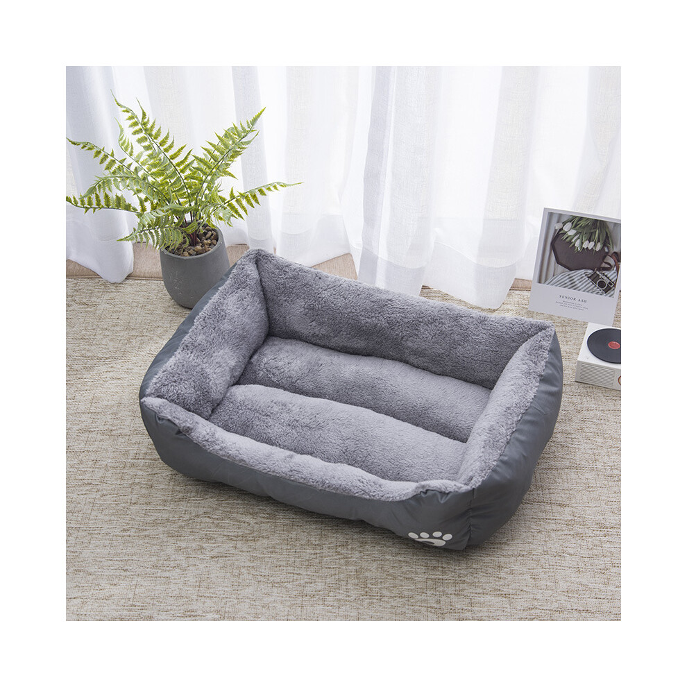 (Gris-L 80X60CM) Maison carrée colorée pour chien, lit d'hiver doux et chaud pour chien, tapis imperméable
