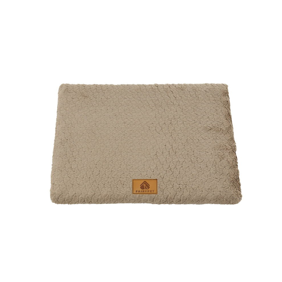 (XL 90x58cm animal 25kg-kaki) Lit pour animal en mousse à mémoire de forme avec housse en fausse fourrure