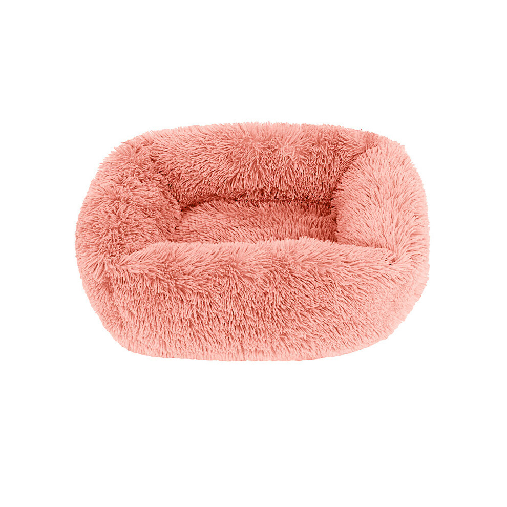 (Rose-75x65CM) Coussin de lit pour chien en peluche, lit carré lavable pour chien, niche pour animal