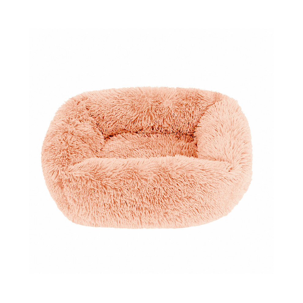 (Abricot foncé - 55 x 45 cm) Coussin de lit pour chien en peluche, lit carré lavable pour chien, niche,
