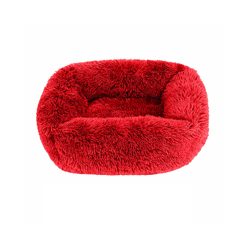 (Vin Rouge-105x75CM) Coussin de lit pour chien Coussin carré en peluche pour chien Niche lavable pour