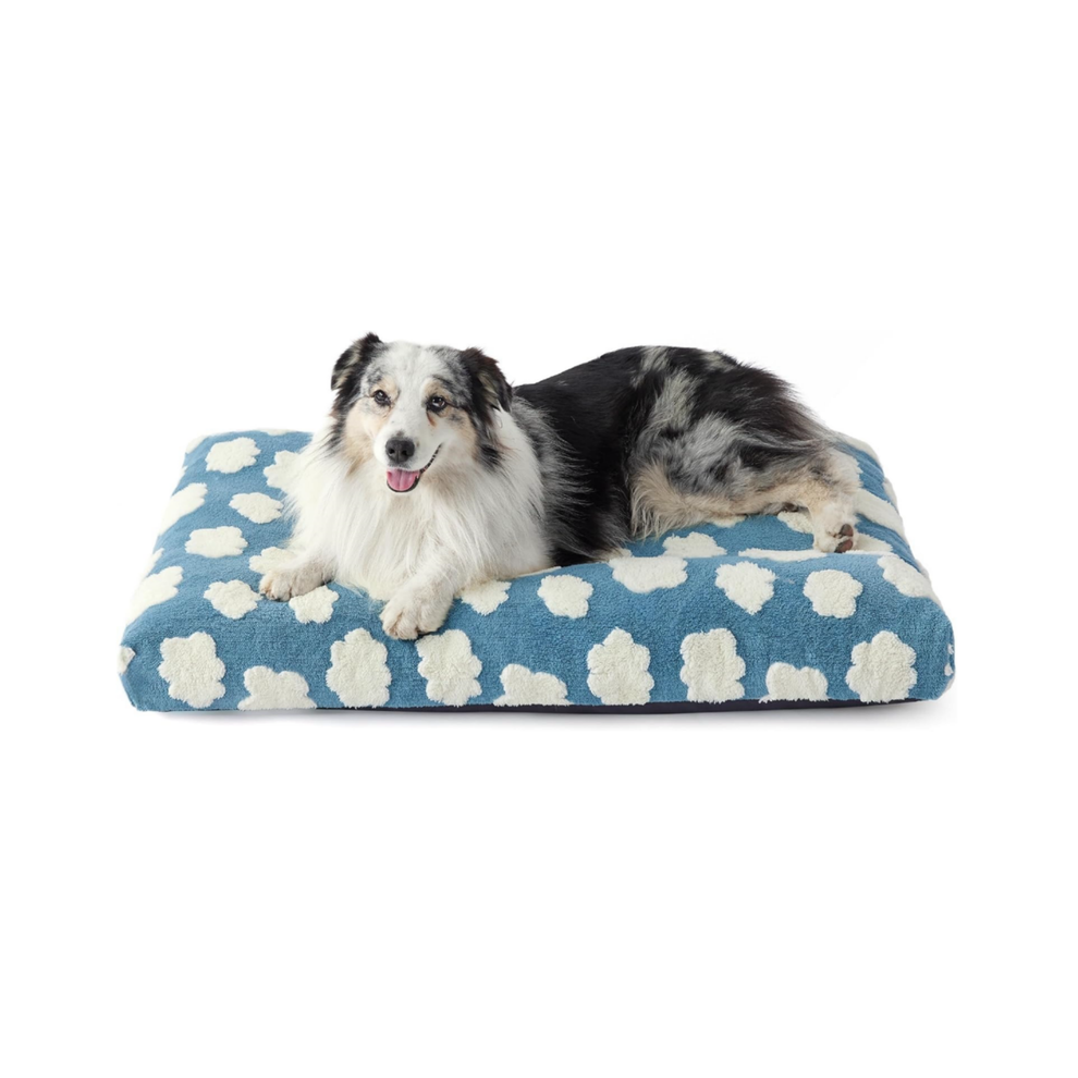 (Bleu-M) Grand panier pour chien - Panier pour animal de compagnie en mousse épaisse déchiquetée et