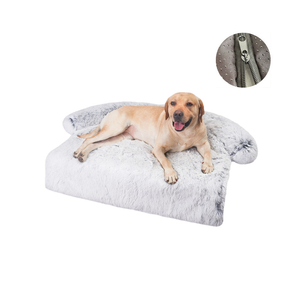 (L Gris Détachable - 40 x 40 cm) Couverture lavable pour animaux de compagnie, lit apaisant pour grands
