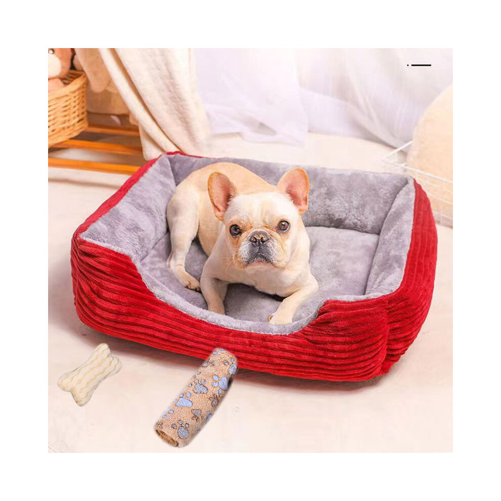 (3EN1 ROUGE-47X37cm) Panier pour chien toutes saisons - Idéal pour les chiens et chats de petite, moyenne