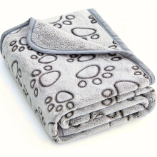 (BIANCO-76x104cm) Coperta morbida e soffice per animali domestici di alta qualità con motivo a cartoni