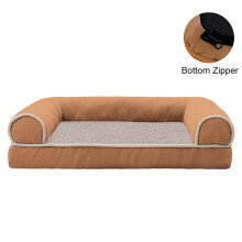 (Khaki-40X30X9cm) Hondenbank Zachte Sponsmat Kennel Vierkante Kennel Diepe Slaap Ademende Deken Verdikt