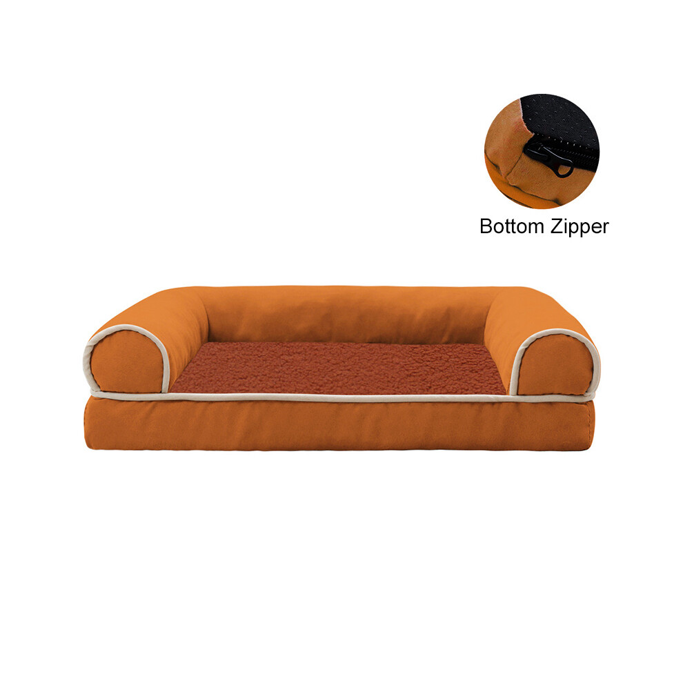 (Orange-50X40X11cm) Canapé pour chien, tapis en éponge doux, niche carrée, sommeil profond, couverture