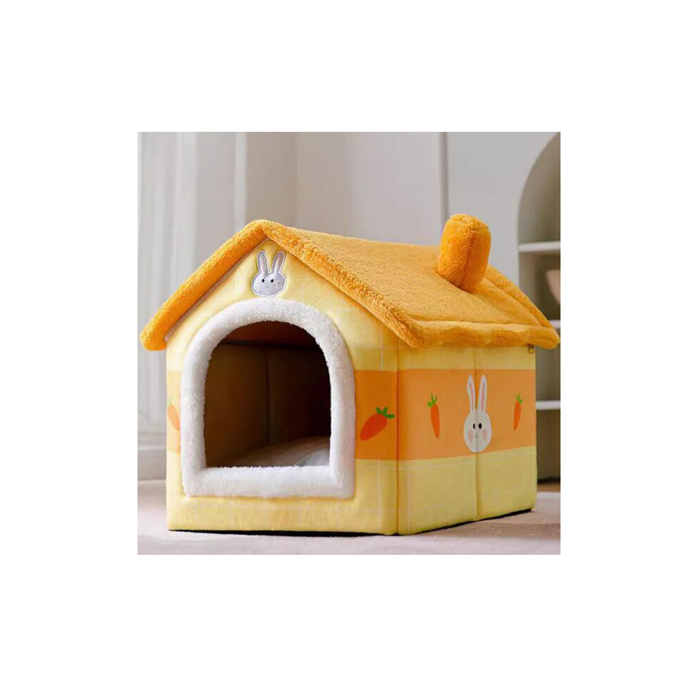 (Couleur 2-M 44X36X39cm) Niche pour animaux en peluche épaisse, entièrement fermée, amovible et lavable,