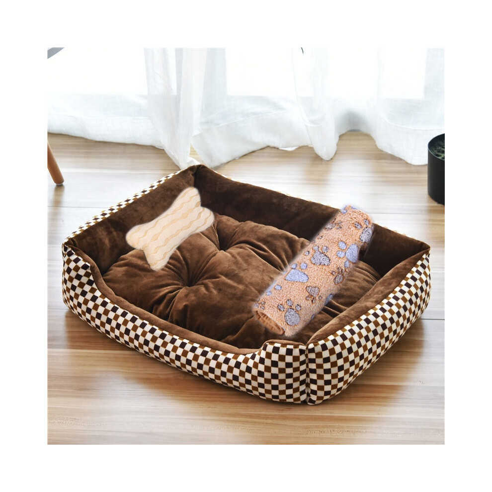 (3 en 1 23-76 x 57 cm) Teddy Cartoon Pet Soft Dog Bed House Hiver Réchauffant Grande Maison pour Chien