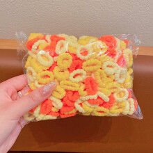 (Gelb) 100 Teile/satz Kinder Nette Einfarbig Gitter Welle Elastische Haarbänder Baby Mädchen Scrunchies