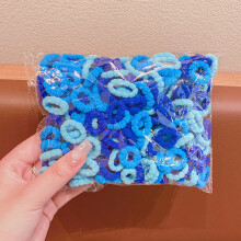 (Blau) 100 Teile/satz Kinder Nette Einfarbig Gitter Welle Elastische Haarbänder Baby Mädchen Scrunchies