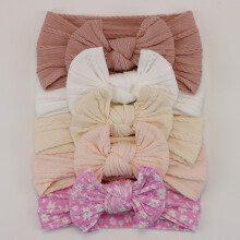 (B14)5Pcs Baby Bögen Stirnbänder Lot Elastische Stricken Neugeborenen Baby Mädchen Stirnband Set Kinder