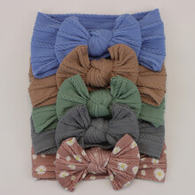 (B12)5Pcs Baby Bögen Stirnbänder Lot Elastische Stricken Neugeborenen Baby Mädchen Stirnband Set Kinder
