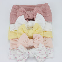 (B5)5Pcs Baby Bögen Stirnbänder Lot Elastische Stricken Neugeborenen Baby Mädchen Stirnband Set Kinder