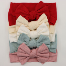 (G2)5Pcs Baby Bögen Stirnbänder Lot Elastische Stricken Neugeborenen Baby Mädchen Stirnband Set Kinder