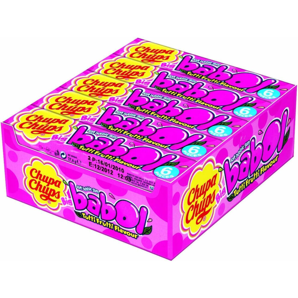 Kidzbuzz Chupa Chups Big Babol Bubble Gum, Tutti Frutti 20 X 6 Piece Packs