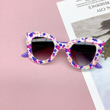 (Weiß Lila)Modische Neue Reisetasche Blume Kinder Sonnenbrille Anti UV Baby Jungen Und Mädchen Auge
