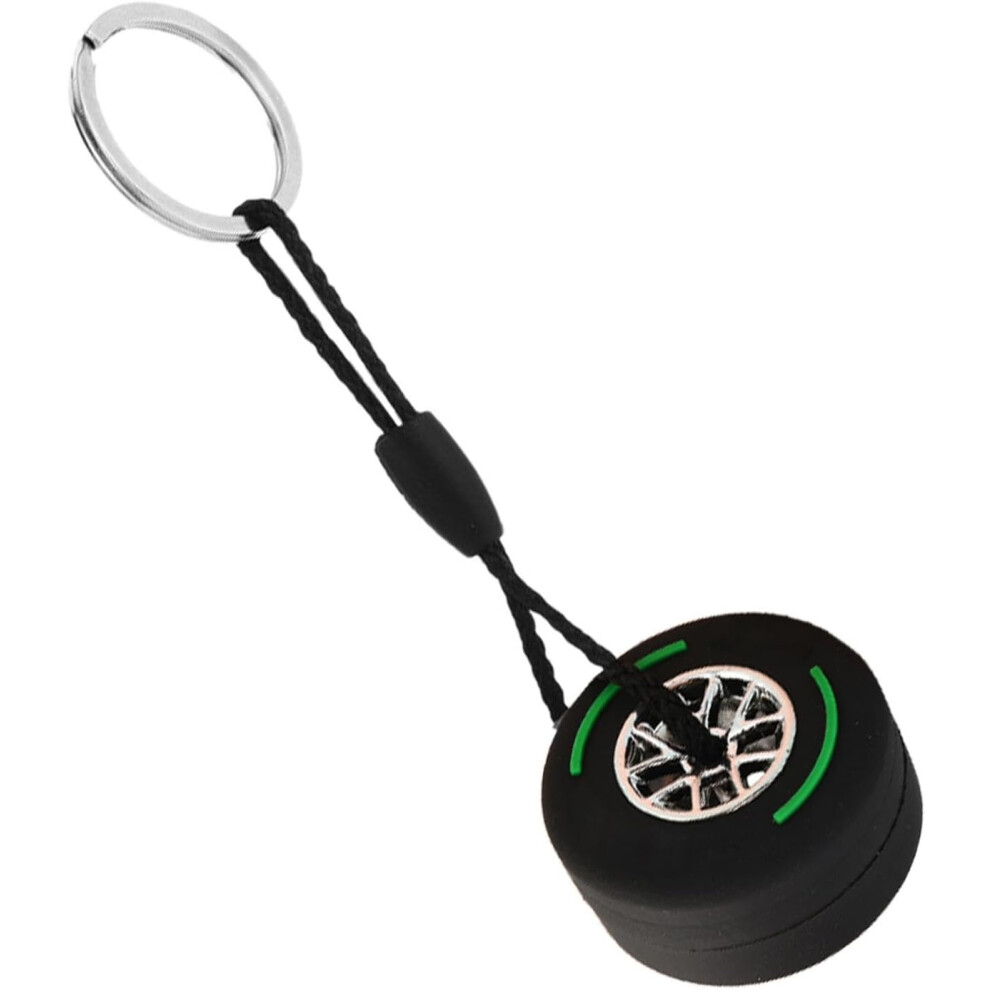 (Green) Rubber Tire Keychain | Portable Car Keyring - Wheel Tyre Auto Keychain, Cute Car Key Keyring, Automotive Car Fans Keyring for Men Women