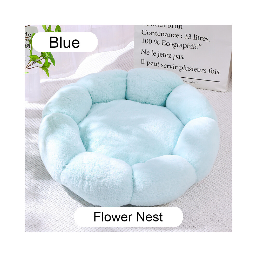 (Style 2 Bleu-50 cm) Panier pour chat en peluche long pour chien, coussin pour chat, tapis pour chat,