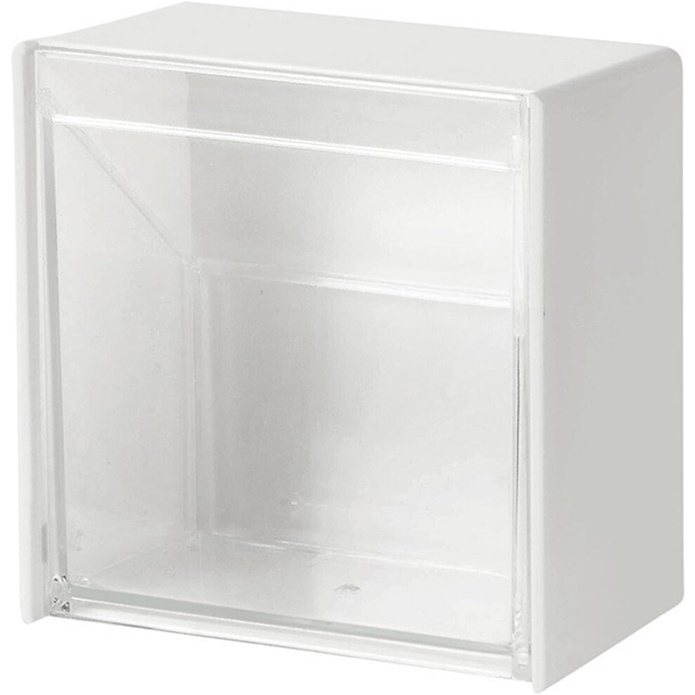 Wall Mount Cotton Swab Holder - Transparent Cotton Pads Storage Box,Dustproof No-punch Vanity Organizer For Ear Swab Sticks, Lipstick