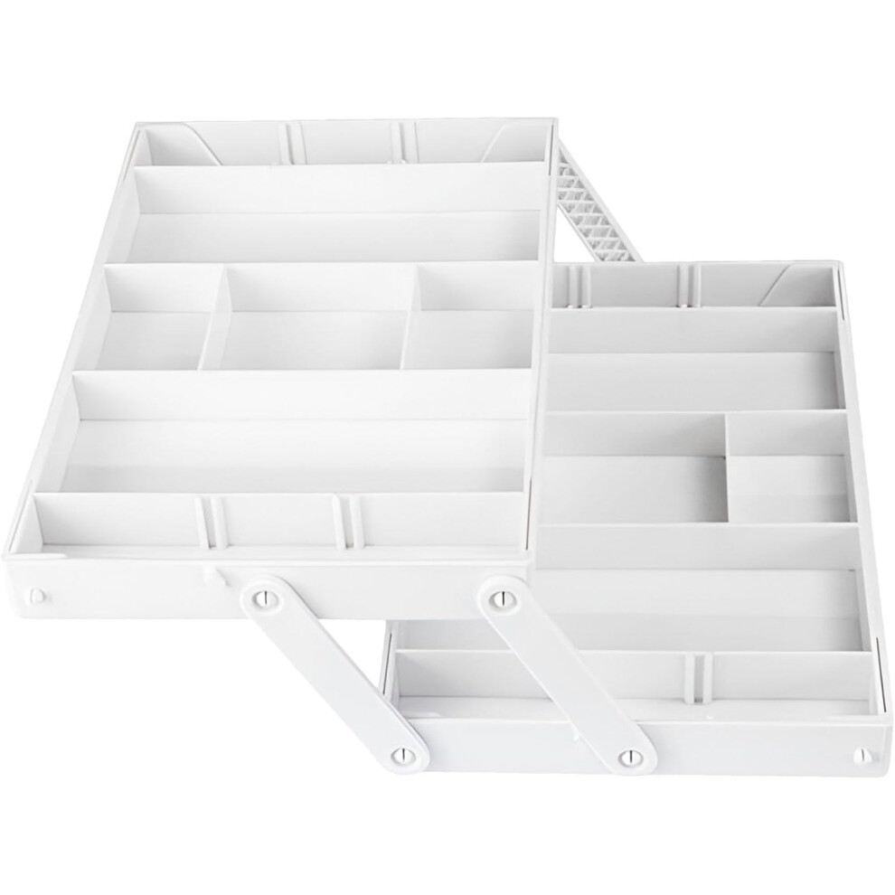 (Single row two floors, White) Makeup Organizer Tray | Foldable Storage Tray 2/3 Tier | Drawer Organizer, Foldable Storage Tray, Expandable Desk Organ