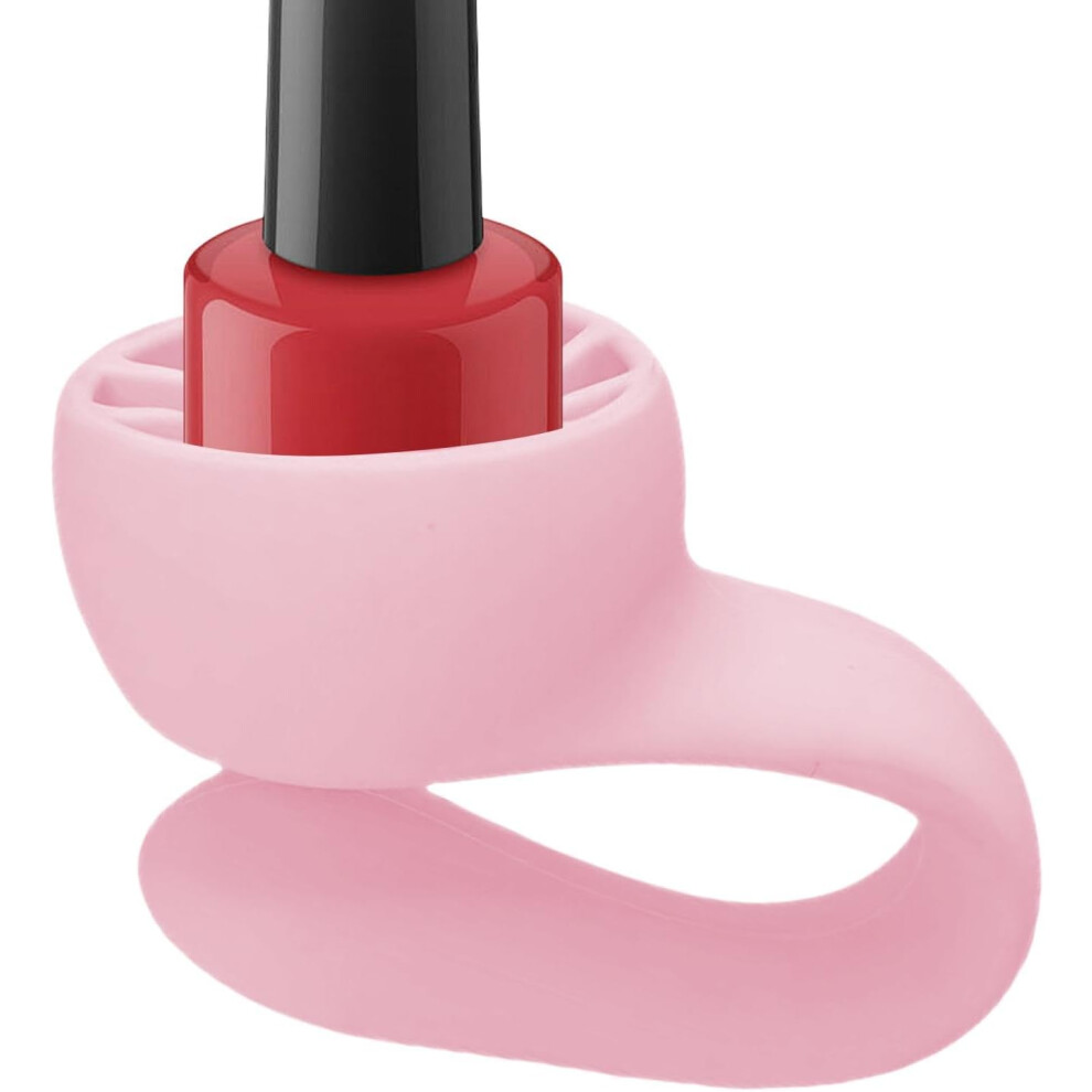 (Sakura Powder) Nail Polish Holder - Wearable Anti-Spill Nail Polish Holder - Strong Grip Airlock Suction Silicone Nail Polish Organizer, Manicure And