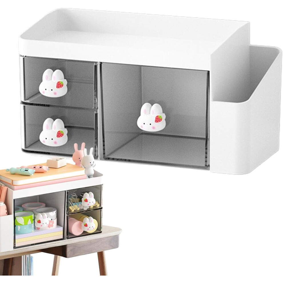(White) Makeup Organizer Case Box,Bathroom Make up Stand - Multifunctional Bathroom Make up Stand, Compartmented Tabletop Cosmetic Organizer, Stylish