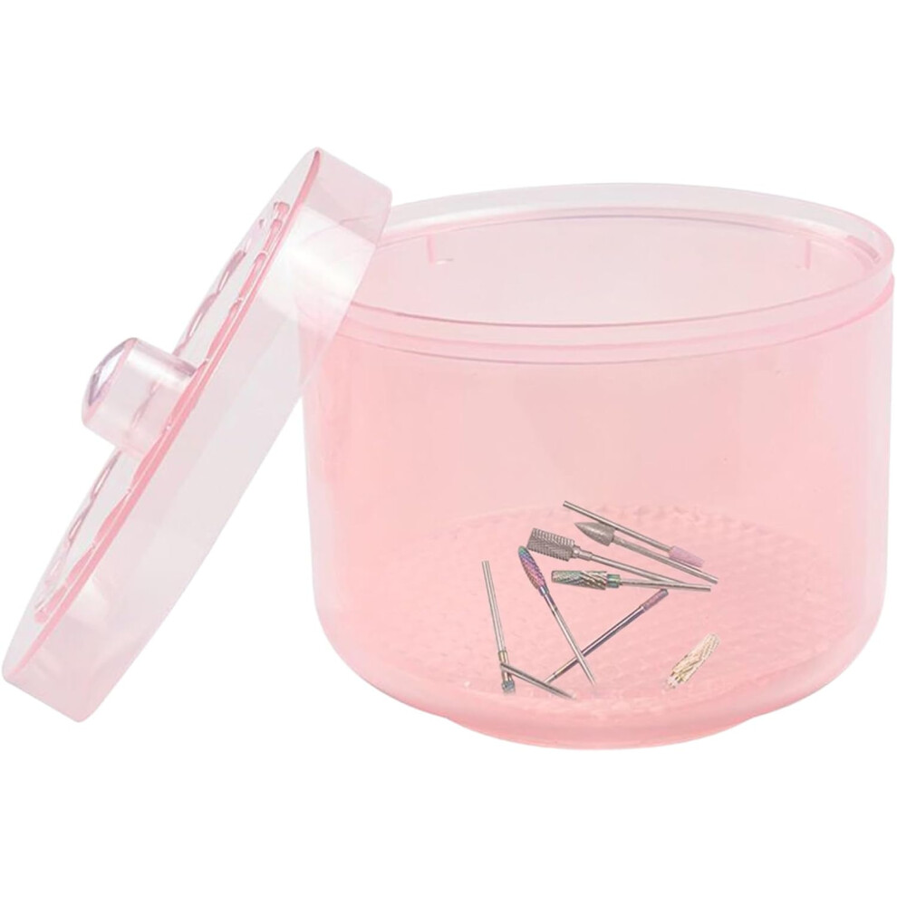 (Pink) Manicure Tool Box | Manicure Storage Clear Professional Double Layer Detachable,Non-Slip Portable Multipurpose Storage Box for Home Nail Salon &