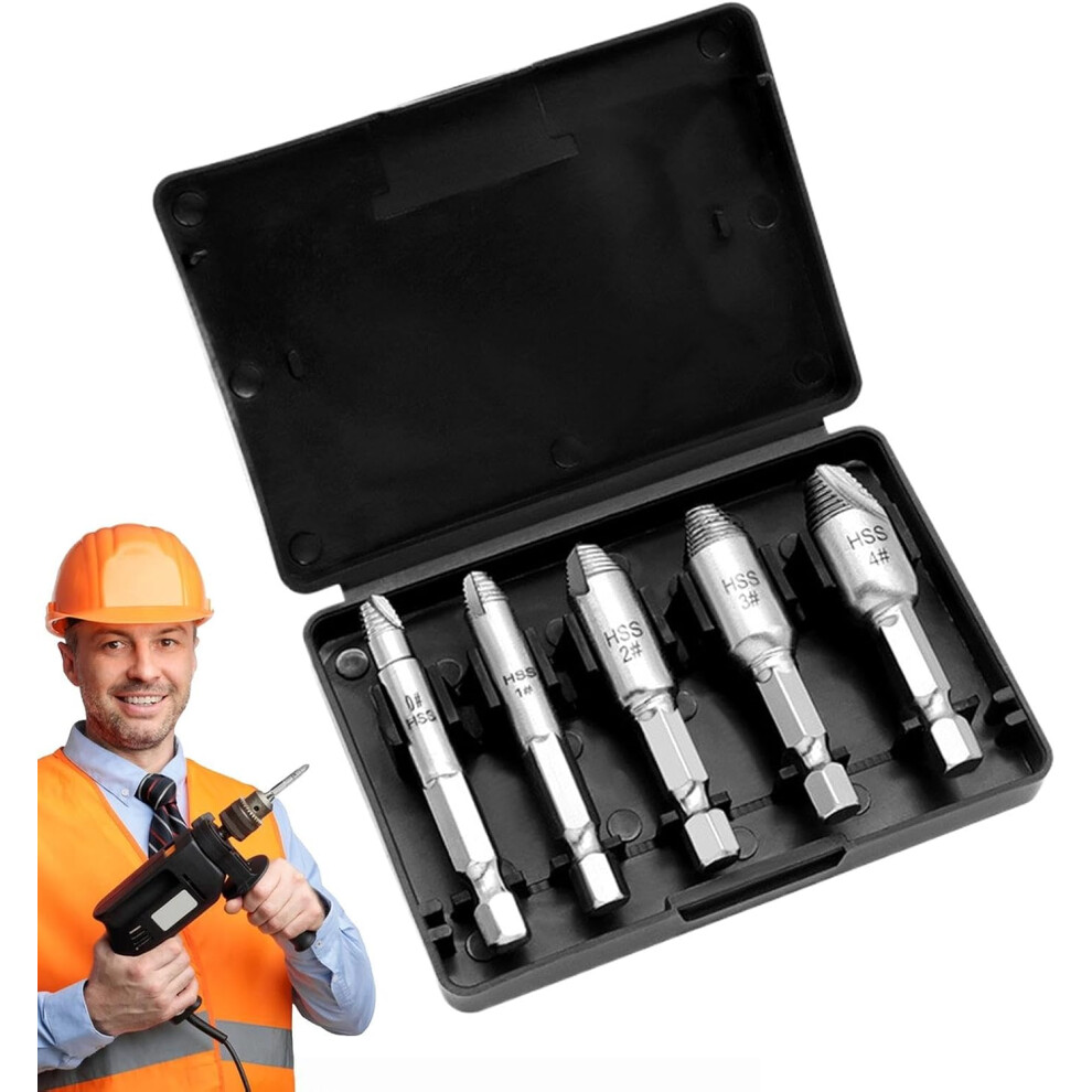Damaged Screw Extractor Set | 5-Pieces Extracting Tool for Damaged Bolt Removal - Easy Stripped Head Screws Bolts Extraction Supplies for Home Improve