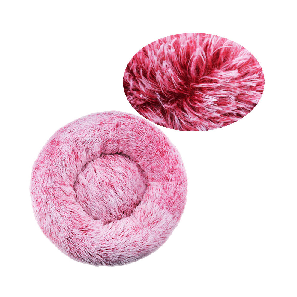 (Dégradé rose rouge - Diamètre 80 cm) Panier moelleux pour chien de grande taille, lit rond pour chien,