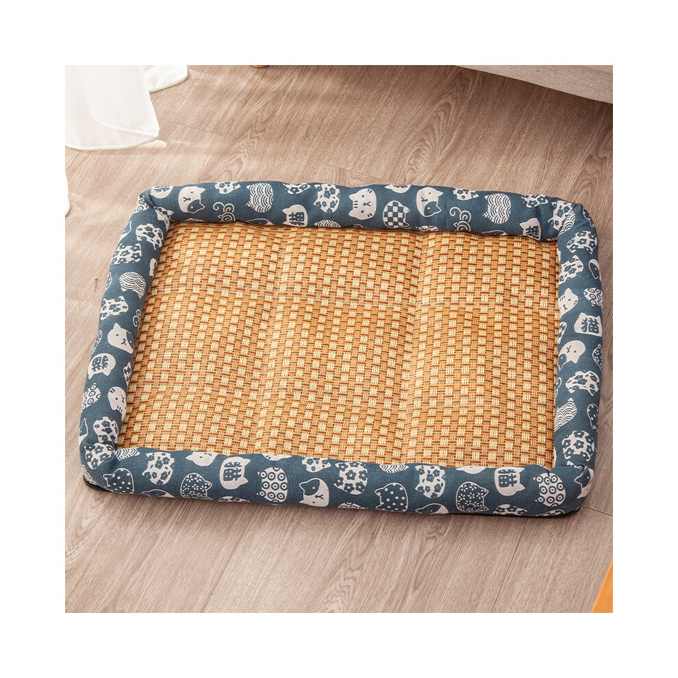(Chat bleu-XL-70x55cm) Tapis d'été pour animaux de compagnie, canapé rafraîchissant pour chien, coussin