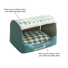 (Vert-M 17,7 x 13,7 x 11,8 pouces) 1 lit confortable pour chien et chat, grande capacité, avec motif