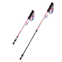 (1 paire rose) Bâton de marche léger en fibre de carbone pour enfants, avec verrouillage externe, bâtons