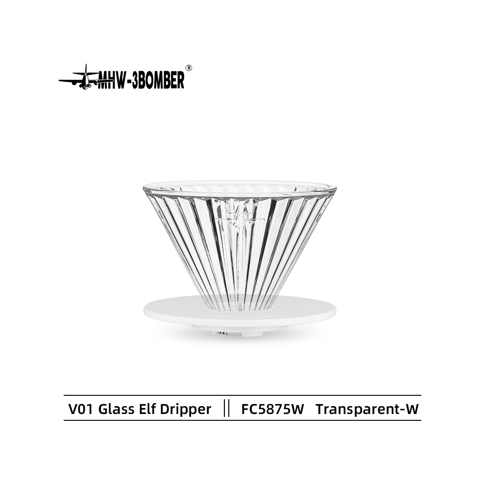 (Transparent-blanc) MHW-3BOMBER Filtre à café en verre/cône filtrant Filtre à café à verser 1 à 2 tasses