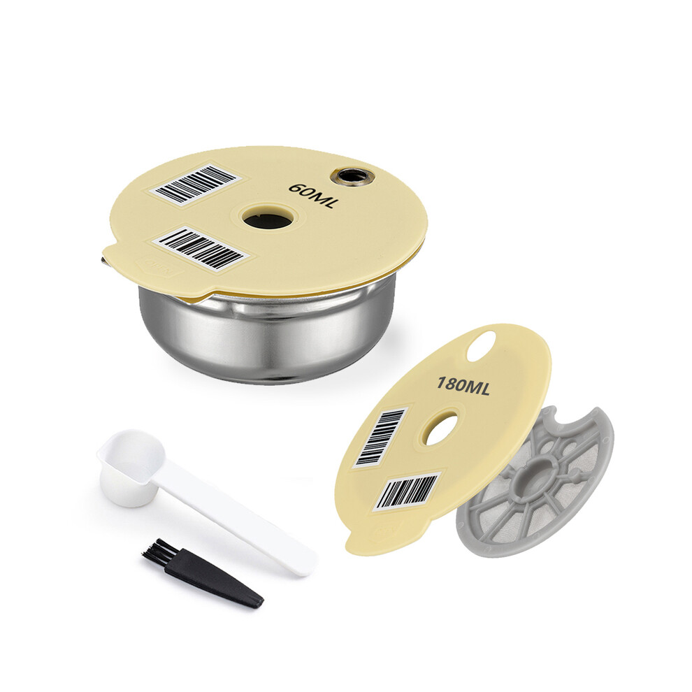 Capsules de café réutilisables (couvercle en acier inoxydable 180 ml et 60 ml) pour machine à café Bosch