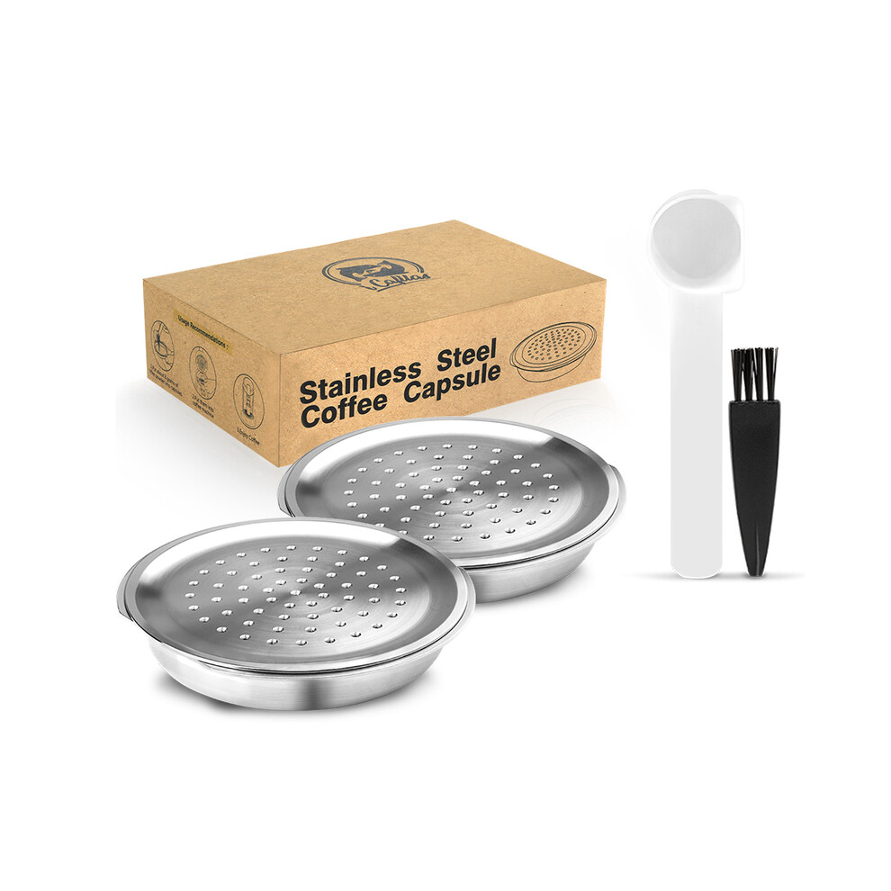 (2 capsules) Capsules de café en acier inoxydable, filtre réutilisable pour machine à café, compatible
