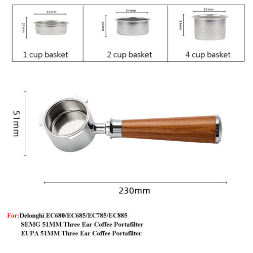 PORTAFILTRO SENZA FONDO da 51 mm a 3 orecchie per EC680 EC685 per negozi di EUR 38,98 - FR