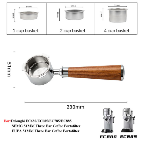 NATUMO Espresso Tamper 51 mm con manico in legno, accessori