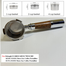 (metallo legno) Portafiltro senza fondo per Delonghi EC680/EC685 51 mm Espresso Manico per caffè nudo
